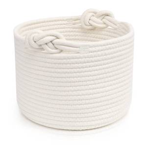 lot 20484 image: Bellar Small Rope Basket,Shelf Storage Baskets for Organizing,Cute White Storage Basket,Round Decorative Box for Kids,Woven Rope Storage Snack Storage Area Decorative Boxes Aesthetic -9.4��7.1��