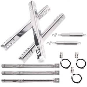 lot 20494 image: Criditpid Grill Replacement Parts for Charbroil 3 Burner 463242516 463242515 463355220 463367016 Models, Stainless Steel Grill Burners, Heat Plate Shields, Crossover Tubes and Ignitors.