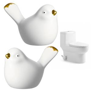 lot 20496 image: 2 Packs Birds Toilet Bolt Covers Decorative, White Toilet Screw Cover Caps, Cute Toilets Screw Cover Caps for Bottom of Toilets for Bathroom Decor, Easy Installation (Tail Broken on 1 Bird)