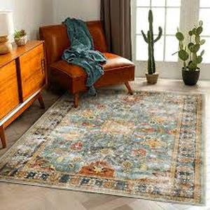 lot 17340 image: Large Persian Style Area Rug with Floral Medallion Design 118in x 94in
