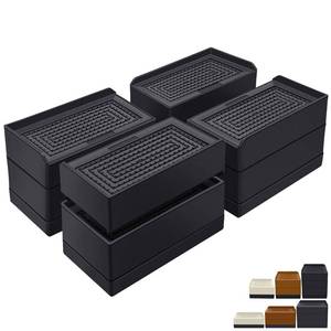 lot 1288 image: ANNKUT Rectangle Bed Risers, 3 Inch Heavy Duty Adjustable Furniture Risers for Bed Sofa Table and Couch Lift��Support Up to 1,300 Lbs (4 Pack-Black)