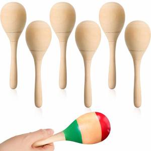 lot 1289 image: Leitee 6 Pcs DIY Wood Maracas Unfinished Hand Painted Maracas Party Favor Wooden Rumba Shakers Hand Percussion Rattles Musical Instruments with Clear Sound for Kid Adult(Log Color)