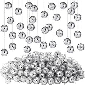 lot 1297 image: Hoolerry 200 Pcs Mirror Mini Disco Balls Ornament 1.2 Inch Mardi Gras Small Hanging Decorations Reflective Tiny Mirror Balls Ornaments for 70s 80s Disco Party, Birthday, Wedding(Silver)