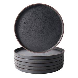 lot 1299 image: LERATIO Dinner Plates,Ceramic Dinner Plates Set of 6,10.75 inch Large ceramic plates,Modern Shape Dinnerware Dishes Set for Kitchen, Microwave & Dishwasher & Oven Safe-Coffee Rim