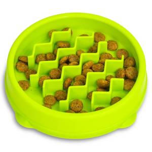 lot 2282 image: Catstages Kitty Slow Feeder Bowl for Cats & Small Dogs, Puzzle Dish for Fast Eaters, for Wet or Dry Food, Helps Slow Eating & Aid Digestion, Non-Slip, Made Without BPA, 34 Cup, 5-Inch, Green