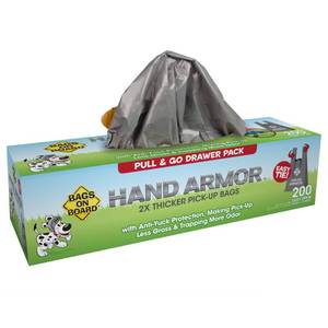lot 2290 image: Bags on Board Dog Poop Bags - Extra Thick Waste Pickup Bags with Easy Tie Handles - Easy Dispensing Drawer Pack - 200 Count