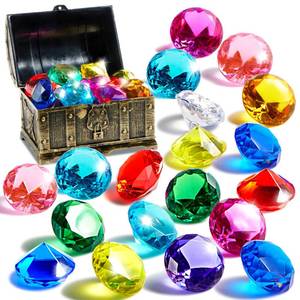 lot 2310 image: Sloosh Diving Gems Pool Toys, 16 Big Colorful Diamond with Pirate Treasure Chest,Swim Dive Toy for Kids Underwater Gemstone Swimming Training Gift Water Pool Games(Gold)