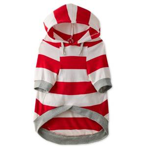 lot 2315 image: Pet Passion Rocky �� The Original Lightweight Hooded Tee 100% Organic Cotton Dog Hoodie Pet Coat Sweater for All Sized Dogs, Red Bold Stripe, Medium (20-45 lbs)