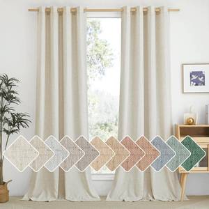lot 2319 image: NICETOWN Natural Linen 102 inch Curtains for Bedroom, Grommet Privacy Added with Light Filtering Thick Flax Window Treatments Linen Blend for Living Room, W55 x L102, 2 Panels