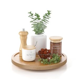 lot 2324 image: LAMU 9 Acacia Wood Lazy Susan Organizer for Table Top, Lazy Susan Turntable for Cabinet, Kitchen, Countertop, Pantry Organization