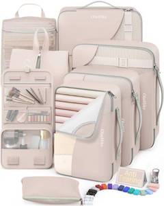 lot 2363 image: 8 Set Packing Cubes for Travel, Gifts for Women Mom,Anti-Tearing Suitcase Organizer for Luggage with Shoe & Hanging Toiletry Bag,OlarHike Vacation Essentials & Accessories for Cruise Ship