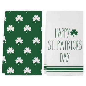 lot 2376 image: St Patricks Day Kitchen Towels, Lucky Green Shamrock Clover Happy St Patricks Day Dish Towels 18x26 Inch Spring Holiday Decorations Home Party Decor Kitchen Hand Towels Drying Dishcloth Set of 2