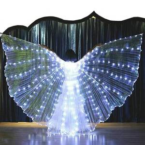 lot 2381 image: Reicyfang LED Belly Dance Wings with Stick, LED Isis Wings, Glow Light Up Belly Dance Costumes, LED Lights Belly Dance Isis Wings Carnival Rave Costumes Outfits(Adult White)