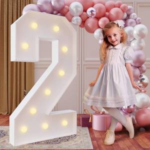 lot 3829 image: imprsv 4FT Marquee Numbers, Light Up Numbers for 21st Birthday Decorations, Party Party Decorations,Anniversary Party Decor,Mosaic Number for Balloons Number 2,Pre-Cut Foam Board Kit