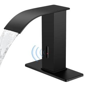 lot 3837 image: ZHIXINGKX Automatic Motion Sensor Faucet with Waterfall Spout,Stainless Steel Sink Faucet with Hole Cover Plate (Regular, Black)