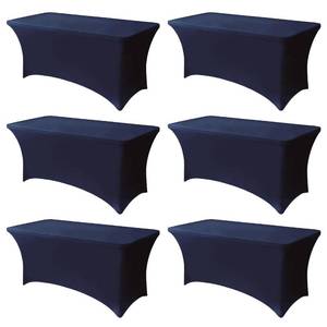 lot 4327 image: Lemict 6FT Blue Table Cloth - 6 Pack Fitted Stretch Rectangle Spandex Tablecloth, Washable Table Cover for Party, Picnic, Wedding, Banquet, Birthday and Festival(30 x 72)
