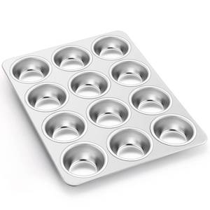 lot 4329 image: P&P CHEF Muffin Pan Cupcake Baking Pan Set, Stainless Steel Muffin Tin Tray for Mini Cake Tart Quiche, Oven & Dishwasher Safe, Non-toxic & Heavy-duty, (12 Cup, 1Pc)