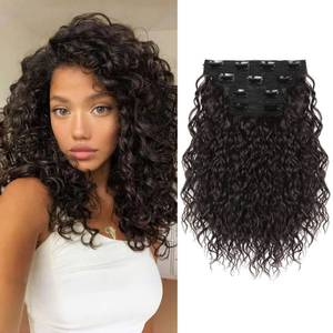 lot 4340 image: KUIRAN Clip in Hair Extensions 4PCS Dark Brown 12 Short Curly Hair Extensions Invisible Lace Weft Natural Soft Hairpieces