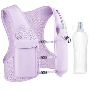 lot 4341 image: Zelvot Running Vest for Women Men, USA Original Patent, Adjustable Chest Straps Running Hydration Vest with 500ml Soft Flask, Breathable Reflective Hydration Backpack for Hiking (Purple, XSS)