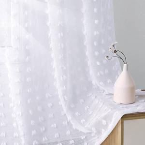 lot 4365 image: Guken White Sheer Curtains 108 Inch Length 2 Panels Sets for Living Room Bedroom 52 Inch Width Farmhouse Boho Drapes Light Filtering Pom Pom Curtains Tufted Semi Sheer Rod Pocket,W52xL108