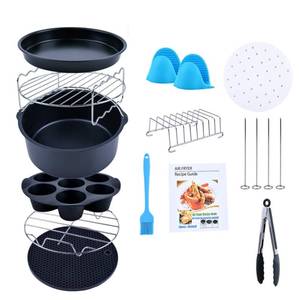 lot 4366 image: Air Fryer Accessories, Set of 12 Fit for 5.3Qt and Larger Air Fryer with Cake & Pizza Pan, Metal Holder, Skewer Rack & Skewers, etc, Nonstick Coating, Dishwasher Safe