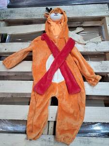 lot 4371 image: Orange animal Character Onesie Pajama Costume 28 inches from shoulder to ankle. 11 inch Inseam.