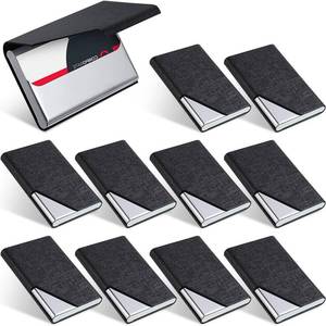 lot 4377 image: Yexiya 10 Pcs Business Card Holder with Magnetic Closure PU Leather Stainless Steel Multi Business Card Case Slim Business Card Wallet for Credit ID Women Men Office Supplies (Black, Basic Style)