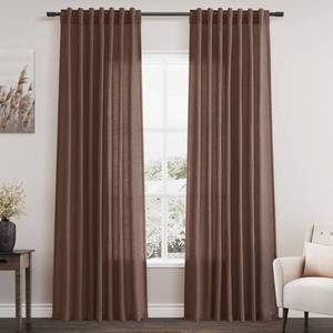 lot 4379 image: Mocha Mousse Curtains 84 Inch Length 2 Panels Set Back Tab Rod Pocke tLinen Blend Light Filtering Semi Sheer Textured for Neutral Farmhouse Living Room and Bedroom Decor 52x84