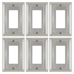 lot 4386 image: Dyekou Metal Wall Plate for Electrical Outlets, Decorative Brushed Nickel Switch Plates Outlet Cover, Light Switch Cover Plate, 1-Gang Wall Plates (Single Decoretor, 6 Pack)