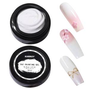 lot 4390 image: Karroy Sponge Pat Paint Nail Gel, Blending Colors Ombre Nails Gradient Gel Nail Blush Blooming Aura Nails Drawing Stripper Floral Painting Nail Art, No Wipe, UVLED Curing 5ml 1PC (White)