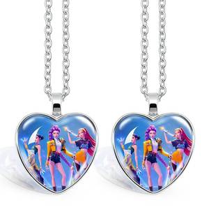 lot 4391 image: Easter Basket Stuffers for Kids 2PCS Korea Pop Heart Shape Necklace,Girls Group Jewelry Merchandise for Fans Enthusiast,Movie Lovers Gift Accessory,Colorful Sweater Chain