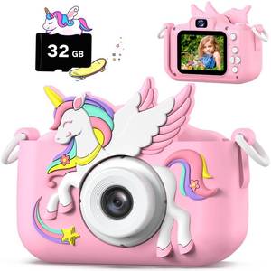 lot 4412 image: Upgrade Kids Camera for Boys Girls, Toddler Digital Selfie Camera with Cute Protective Cover and 32G SD Card, Christmas Birthday Gifts Toys for 3 4 5 6 7 8 9 10 11 12 Years Old Little Girls and Boys