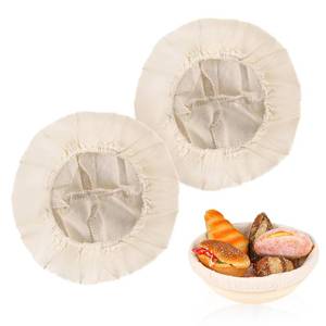 lot 4416 image: 2 Pcs Bread Proofing Basket Cloth Liner Baking Dough Basket Cover Natural Rattan Banneton Proofing Cloth for Bakery Home Baking, about 10 inch