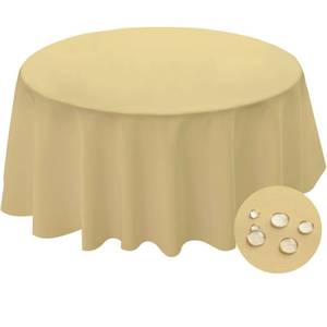lot 4417 image: BYDOLL Table Cloth Round 48 Inch Tablecloth Fits Max38 Inch Diameter Top,Champagne Washable Outdoor Winkle and Stain Resistant Spillproof Polyester Tablecloths for Round Tables Party Cover