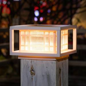 lot 9021 image: HUYIENO Solar Post Cap Lights Large Outdoor Deck Fence Post Lights 50Lumens Brightness WarmBright White Lighing Modes for 4x4 5x5 Vinyl Posts, 4x4 5x5 6x6 Wooden Posts (White, 2pk)