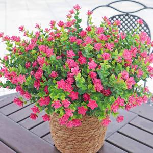 lot 9033 image: BCBLF Artificial Flowers for Outdoors, 12 Bundles UV Resistant Realistic Faux Plants for Outside Porch Planter, Spring Summer Home Garden Decoration, Pink