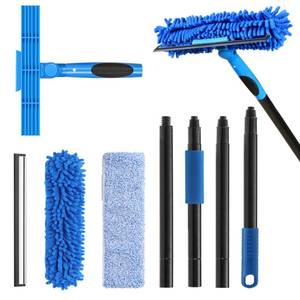 lot 9034 image: VITEVER Professional 69 Window Squeegee Cleaner Tool with Extension Pole, 2-in-1 Squeegee for Window Cleaning Kit with Scrubber and Rotating Head, 1 Blade 2 Scrubber