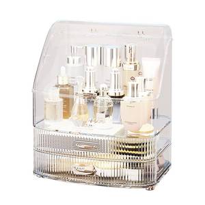 lot 9057 image: Plukers Makeup Organizer Countertop Vanity with Transparent Lid Drawers Waterproof Dustproof Cosmetic Skincare Bathroom Storage Gift for Women Teens Girls (Clear Whtie)