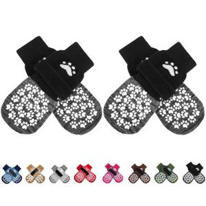 lot 10016 image: EXPAWLORER Anti Slip Dog Socks to Prevent Licking Paws, Shoes for Hot Pavement, Dog Booties for Small Medium Large Senior Dogs, Traction Control Boots & Paw Protectors for Hardwood Floors Black&Grey