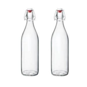 lot 10023 image: Bormioli Rocco Giara Beverage Bottle, 33.75 oz (Set of 2) - Leakproof Glass Container for Homemade Juices & Dressings - Stylish Drinkware Storage for KitchenRestaurant - Made in Italy (Clear)