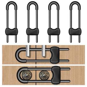 lot 10453 image: LLOOC Cabinet Locks for Babies,Child Proof Cabinet Locks,4 Pack U-Shaped Baby Proofing Cabinets,Child Locks for Cabinets and Drawers,Child Safety Cabinet Locks with Adjustable (Black)