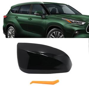 lot 10457 image: Mountsky Right Passenger Side Replacement Mirror Cover Compatible with Toyota Highlander 2020 2021 2022 2023 2024 2025 Side Rearview Mirror Cap Cover With Turn Signal Light (Glossy Black)