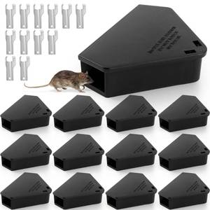 lot 10464 image: 12 Pack Mouse Bait Station with Keys - Outdoor Refillable Mouse Bait Station Reusable Mice Small Rats Poisoning Station Box for Indoor Outdoor Kitchen Garage, Safe for Kids and Pets