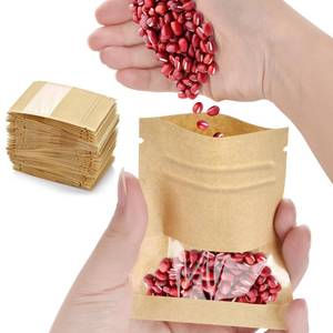 lot 10471 image: 100 Pcs Small Resealable Seed Envelopes, Mini Zip Lock Kraft Bags with Window, 2.7x3.5 Coffee Sample Bags Resealable Ziplock, Small Business for Samples Bag, Food Storage Bag