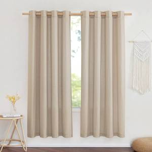 lot 10483 image: NICETOWN Flax Linen Blend Taupe Window Curtains, Grommet Vertical Drapes Privacy Added with Light Through Thick Linen Window Treatments for BedroomLiving Room, W55 x L72, 2 Pieces