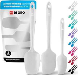 lot 10487 image: DI ORO Silicone Spatula Set - Rubber Kitchen Spatulas for Baking, Cooking, & Mixing - 600°F Heat-Resistant & BPA Free Silicone Scraper Spatulas for Nonstick Cookware - Dishwasher Safe (3pc, Stone)