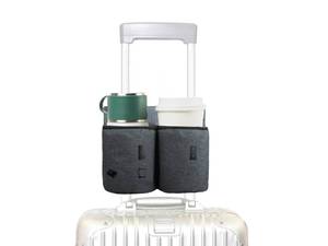 lot 10489 image: riemot Luggage Travel Cup Tablet Holder - Hold Books Passports Tickets Water Bottles - Fits Roll on Suitcase Handles - Gifts for Flight Attendants Travelers Accessories Grey
