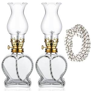 lot 11739 image: Yexiya 2 Pcs Chamber Oil Lamp Lantern for Indoor Use Large Classic Kerosene Lamp Vintage Glass Kerosene with Adjustable 6.6 ft Extra Oil Wick for Home Tabletop Decor Emergency Lighting(Heart)
