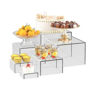 lot 11748 image: OKBHTS 6 Pcs Clear Acrylic Boxes for Display as Buffet Risers and Stands, Food Risers for Party, Table, Stands, including 8, 7, 6, 5, 4, 3 (Small, 6Pcs, Clear)