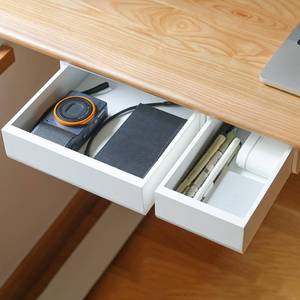 lot 11754 image: ROCDEER Bamboo Under Desk Drawer, Self-Adhesive Slide Out Under Desk Organizer and Storage Including Mounting Hardware (White)